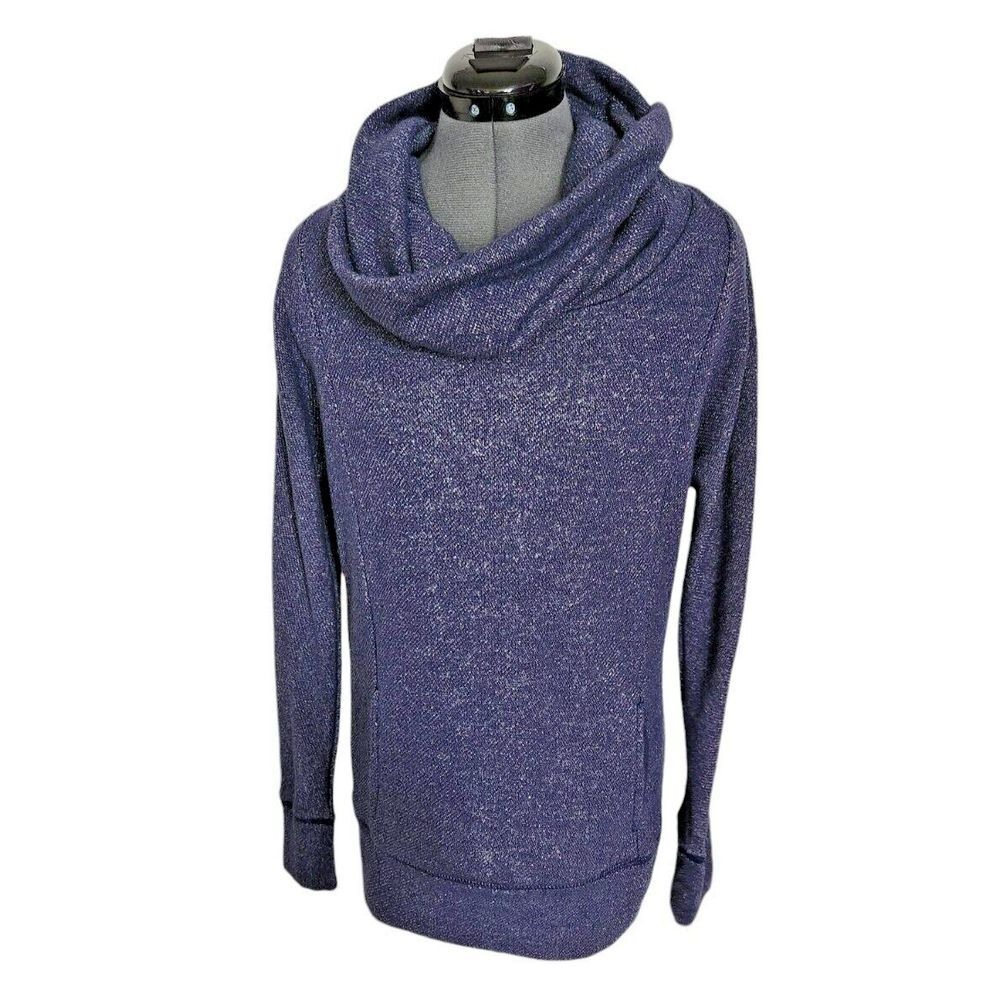 Aerie Women Purple Marl Cowl‎ Neck Hoodie Pullover Sweatshirt Small Thumbholes